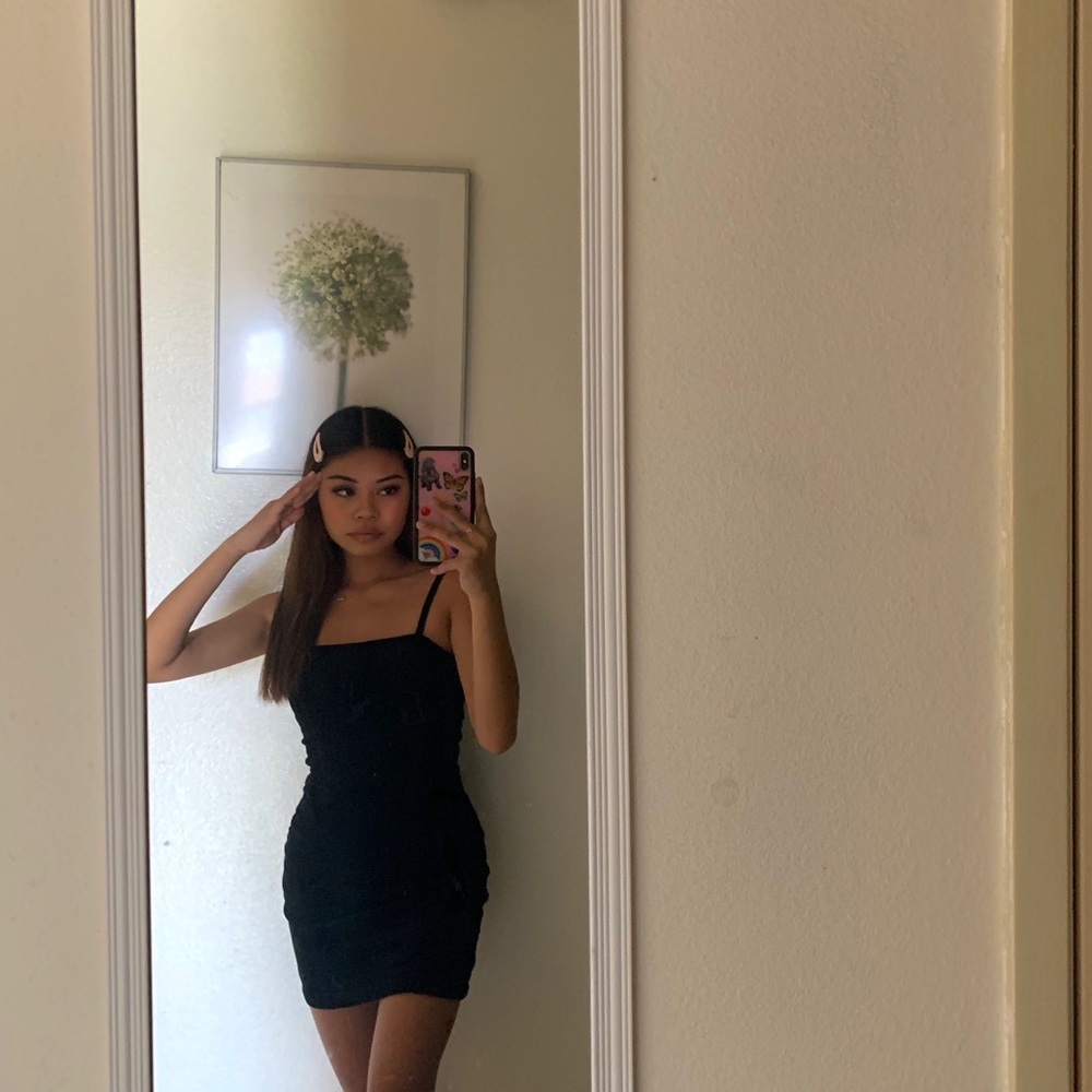 black corduroy bodycon dress